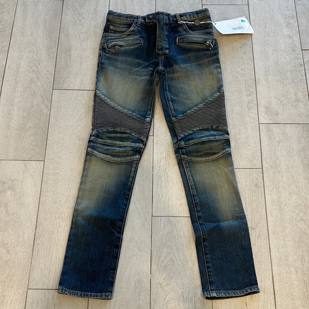 Balmain Kids Blue Jeans with Distressed Details